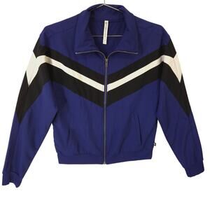 Fabletics Jacket Womens S Vixen Blue Chevron Augustus Running Jogging Full Zip